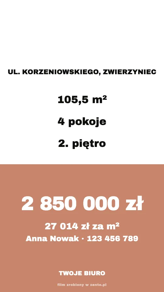 Cena i kontakt, szablon Pasek